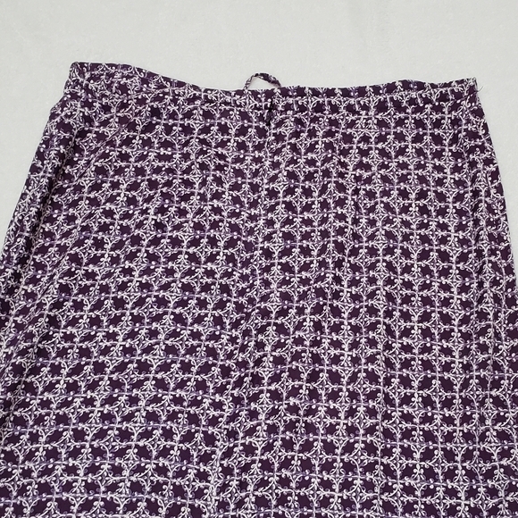 VINTAGE Cherokee Boho Purple Mosaic Tie-Waist Lightweight Split Back Maxi Skirt - Picture 9 of 11